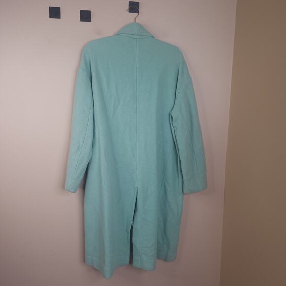 Vince Collarless Stretch Wool Coat In Mint Size L - Picture 8 of 13